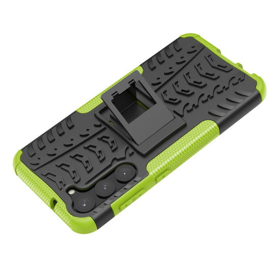 For Samsung Galaxy S23+ 5G Tire Texture TPU + PC Phone Case with Holder(Green)