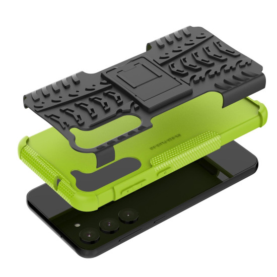 For Samsung Galaxy S23+ 5G Tire Texture TPU + PC Phone Case with Holder(Green)