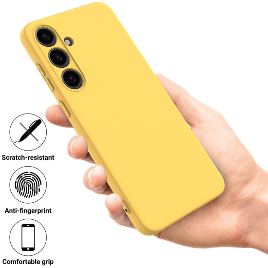 For Samsung Galaxy S24+ 5G Solid Color Liquid Silicone Dropproof Full Coverage Phone Case(Yellow)