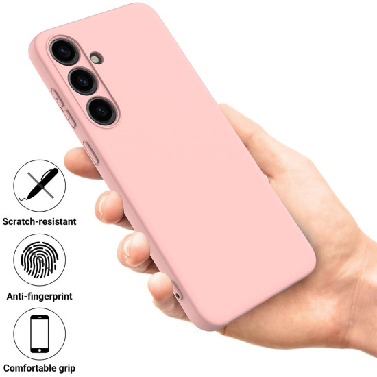 For Samsung Galaxy S24+ 5G Solid Color Liquid Silicone Dropproof Full Coverage Phone Case(Pink)