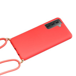 For Samsung Galaxy S23+ 5G Wheat Straw Material + TPU Protective Case with Lanyard(Red)