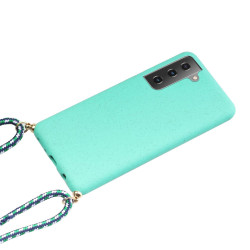 For Samsung Galaxy S23+ 5G Wheat Straw Material + TPU Protective Case with Lanyard(Green)