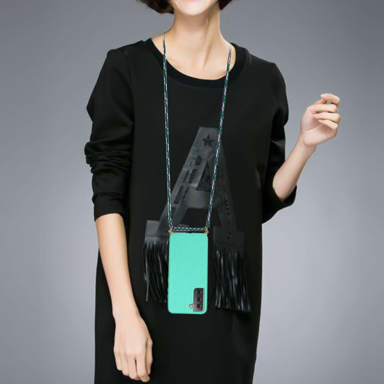 For Samsung Galaxy S23+ 5G Wheat Straw Material + TPU Protective Case with Lanyard(Green)