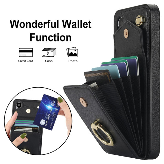 For Samsung Galaxy S24+ 5G Ring Holder RFID Card Slot Phone Case(Black)