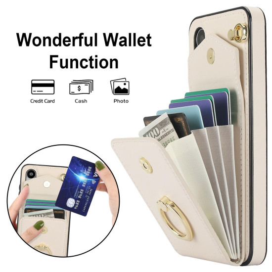 For Samsung Galaxy S24+ 5G Ring Holder RFID Card Slot Phone Case(Beige)