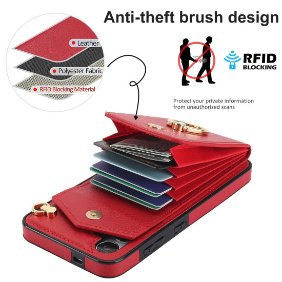 For Samsung Galaxy S24+ 5G Ring Holder RFID Card Slot Phone Case(Red)