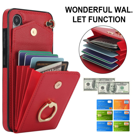 For Samsung Galaxy S24+ 5G Ring Holder RFID Card Slot Phone Case(Red)