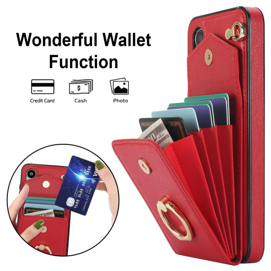 For Samsung Galaxy S24+ 5G Ring Holder RFID Card Slot Phone Case(Red)