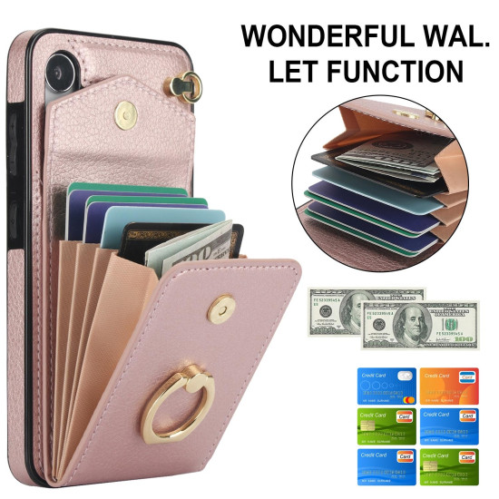 For Samsung Galaxy S24+ 5G Ring Holder RFID Card Slot Phone Case(Rose Gold)