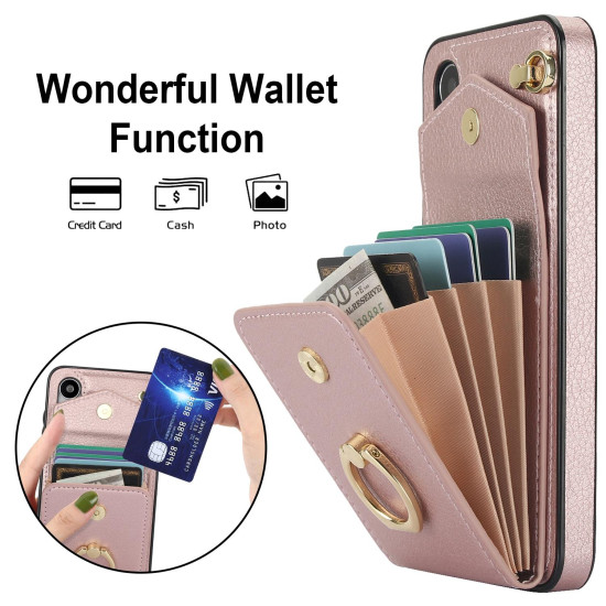 For Samsung Galaxy S24+ 5G Ring Holder RFID Card Slot Phone Case(Rose Gold)