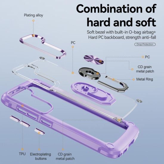 For Samsung Galaxy S23+ 5G TPU + PC Lens Protection Phone Case with Ring Holder(Purple)
