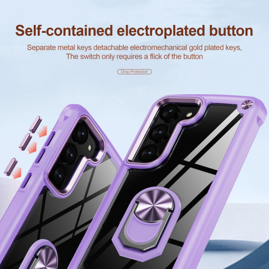 For Samsung Galaxy S23+ 5G TPU + PC Lens Protection Phone Case with Ring Holder(Purple)