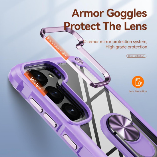 For Samsung Galaxy S23+ 5G TPU + PC Lens Protection Phone Case with Ring Holder(Purple)