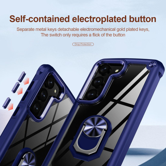 For Samsung Galaxy S23+ 5G TPU + PC Lens Protection Phone Case with Ring Holder(Blue)