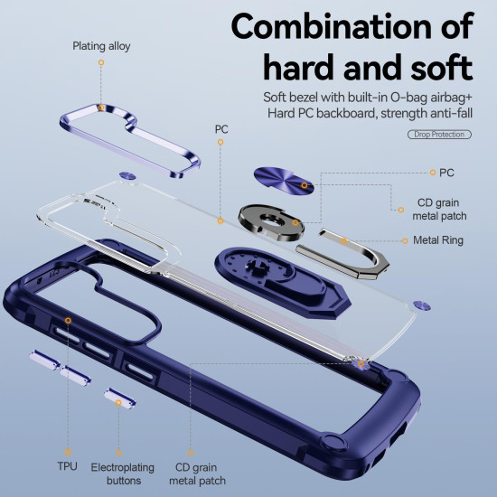 For Samsung Galaxy S23+ 5G TPU + PC Lens Protection Phone Case with Ring Holder(Blue)