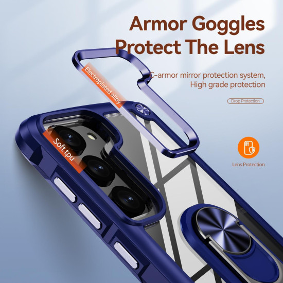 For Samsung Galaxy S23+ 5G TPU + PC Lens Protection Phone Case with Ring Holder(Blue)