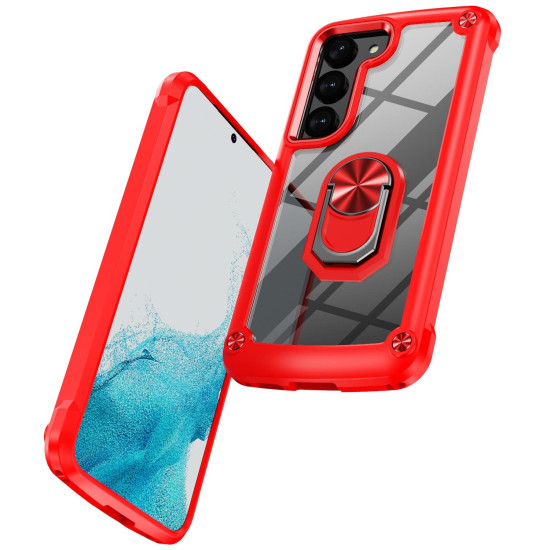 For Samsung Galaxy S23+ 5G TPU + PC Lens Protection Phone Case with Ring Holder(Red)