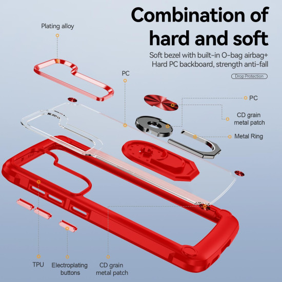 For Samsung Galaxy S23+ 5G TPU + PC Lens Protection Phone Case with Ring Holder(Red)