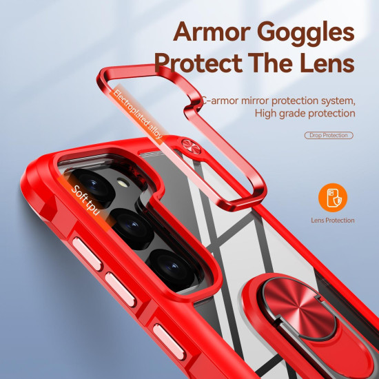 For Samsung Galaxy S23+ 5G TPU + PC Lens Protection Phone Case with Ring Holder(Red)