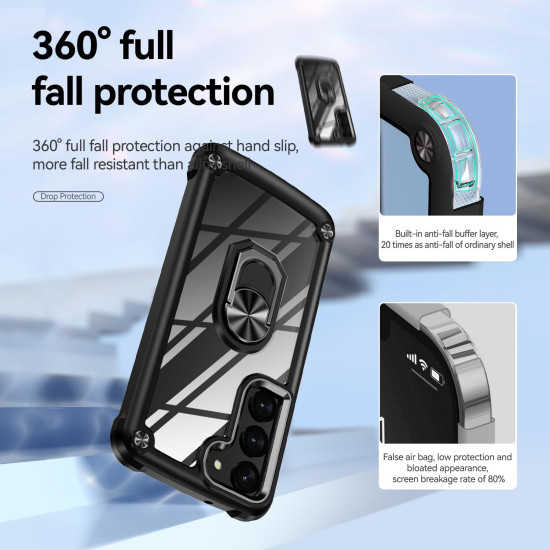 For Samsung Galaxy S23+ 5G TPU + PC Lens Protection Phone Case with Ring Holder(Black)
