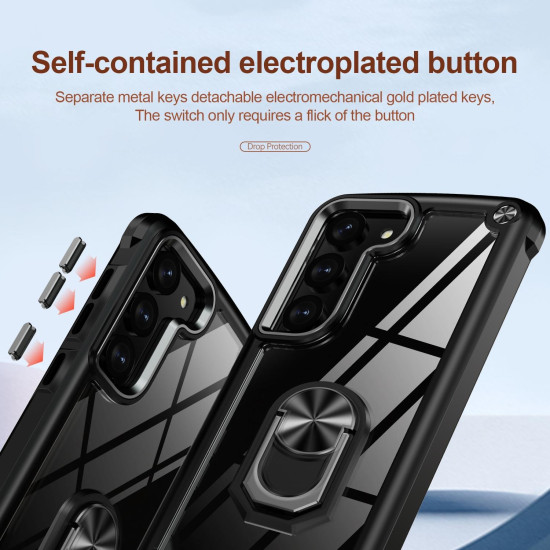 For Samsung Galaxy S23+ 5G TPU + PC Lens Protection Phone Case with Ring Holder(Black)