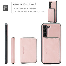 For Samsung Galaxy S24+ 5G JEEHOOD Magnetic Zipper Horizontal Flip Leather Phone Case(Pink)