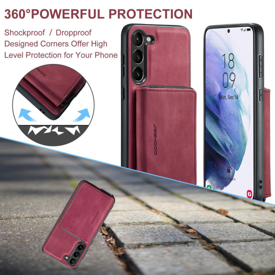 For Samsung Galaxy S24+ 5G JEEHOOD Magnetic Zipper Horizontal Flip Leather Phone Case(Red)