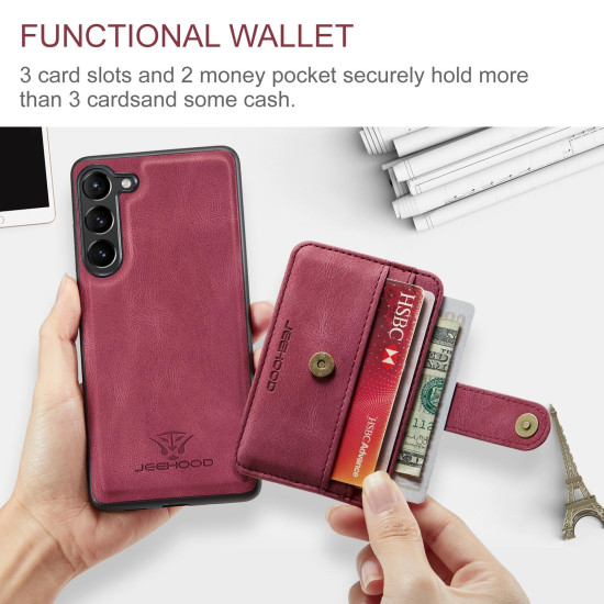 For Samsung Galaxy S24+ 5G JEEHOOD RFID Blocking Anti-Theft Magnetic Phone Case(Red)