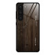 For Samsung Galaxy S23+ 5G Wood Grain Glass Phone Case(Black)