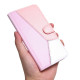 For Samsung Galaxy S23+ 5G Tricolor Stitching Flip Leather Phone Case(Pink)