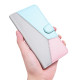 For Samsung Galaxy S23+ 5G Tricolor Stitching Flip Leather Phone Case(Grey)