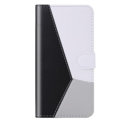 For Samsung Galaxy S23+ 5G Tricolor Stitching Flip Leather Phone Case(Black)