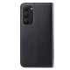 For Samsung Galaxy S23+ 5G Tricolor Stitching Flip Leather Phone Case(Black)