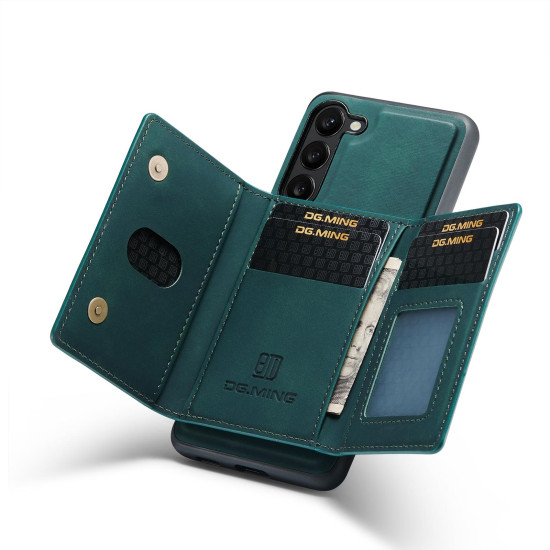 For Samsung Galaxy S23 5G DG.MING M2 Series 3-Fold Multi Card Bag + Phone Case(Green)