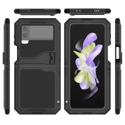 For Samsung Galaxy Z Flip4 RedPepper 360 Full Body Rugged Metal Life Waterproof Phone Case (Black)