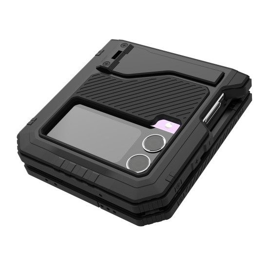 For Samsung Galaxy Z Flip4 RedPepper 360 Full Body Rugged Metal Life Waterproof Phone Case (Black)