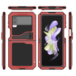 For Samsung Galaxy Z Flip4 RedPepper 360 Full Body Rugged Metal Life Waterproof Phone Case (Red)