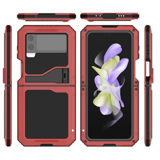 For Samsung Galaxy Z Flip4 RedPepper 360 Full Body Rugged Metal Life Waterproof Phone Case (Red)
