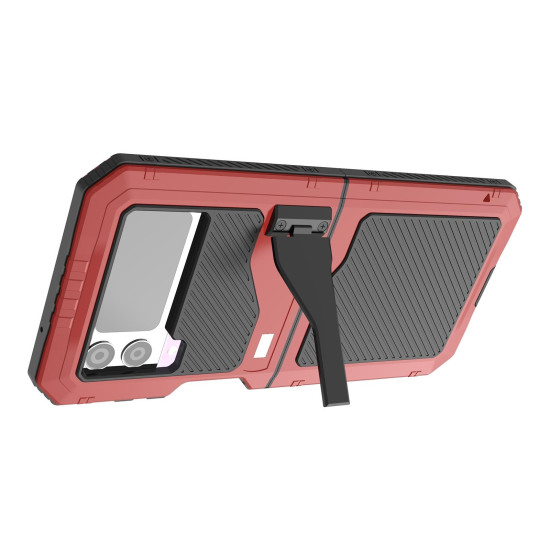 For Samsung Galaxy Z Flip4 RedPepper 360 Full Body Rugged Metal Life Waterproof Phone Case (Red)