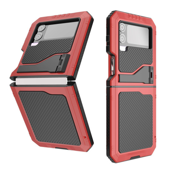 For Samsung Galaxy Z Flip4 RedPepper 360 Full Body Rugged Metal Life Waterproof Phone Case (Red)