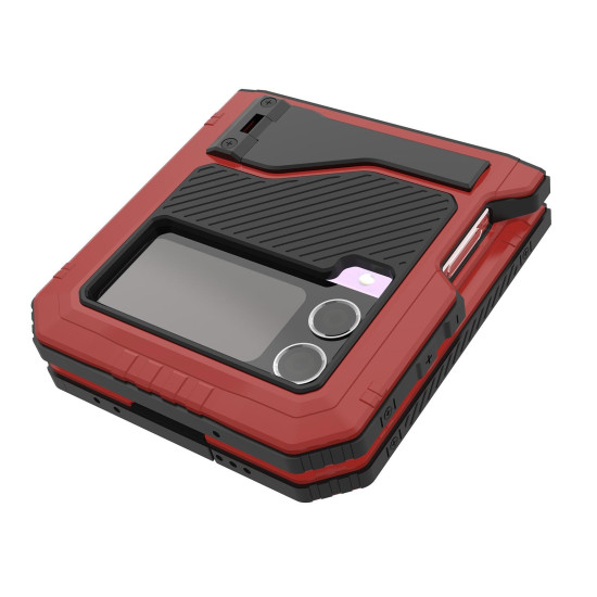 For Samsung Galaxy Z Flip4 RedPepper 360 Full Body Rugged Metal Life Waterproof Phone Case (Red)