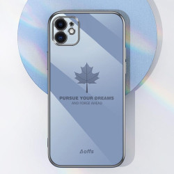 For Samsung Galaxy S23 5G 9D Plating Maple Leaf Silicone Phone Case with Strap(Smoke Purple)