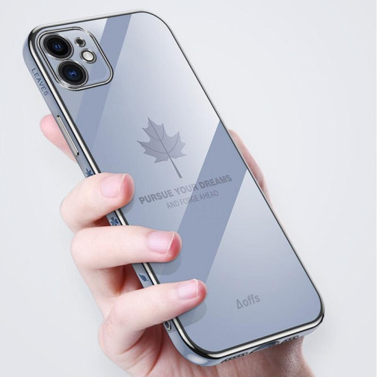 For Samsung Galaxy S23 5G 9D Plating Maple Leaf Silicone Phone Case with Strap(Sakura Purple)