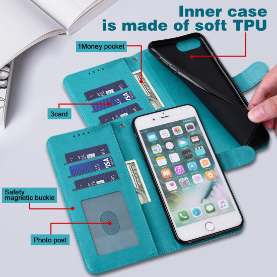 For Samsung Galaxy S23+ 5G Tree & Deer Pattern Pressed Printing Horizontal Flip Leather Phone Case(Blue)