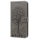 For Samsung Galaxy S23+ 5G Tree & Deer Pattern Pressed Printing Horizontal Flip Leather Phone Case(Grey)