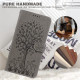 For Samsung Galaxy S23+ 5G Tree & Deer Pattern Pressed Printing Horizontal Flip Leather Phone Case(Grey)