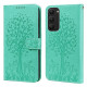 For Samsung Galaxy S23+ 5G Tree & Deer Pattern Pressed Printing Horizontal Flip Leather Phone Case(Green)