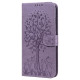 For Samsung Galaxy S23+ 5G Tree & Deer Pattern Pressed Printing Horizontal Flip Leather Phone Case(Purple)