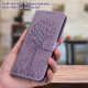 For Samsung Galaxy S23+ 5G Tree & Deer Pattern Pressed Printing Horizontal Flip Leather Phone Case(Purple)