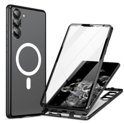 For Samsung Galaxy S24+ 5G HD Full Cover Magsafe Magnetic Metal Tempered Glass Phone Case(Black)